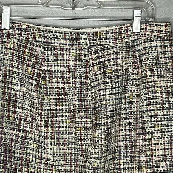 J Crew Tweed Skirt Women 8 White Multicolor Pencil Straight Lined Career Midi - Picture 4 of 8